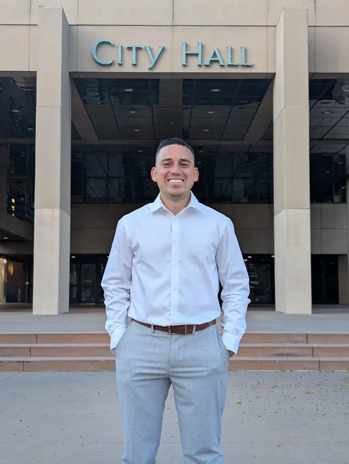 Alfredo Rodriguez outside Anaheim City Hall