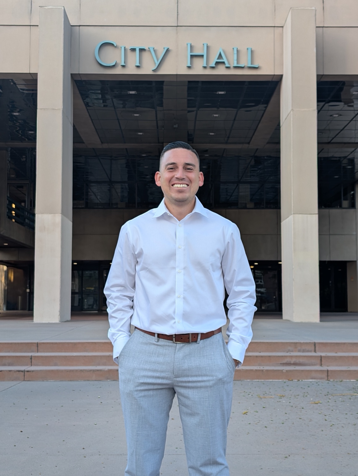 Alfredo Rodriguez outside Anaheim City Hall